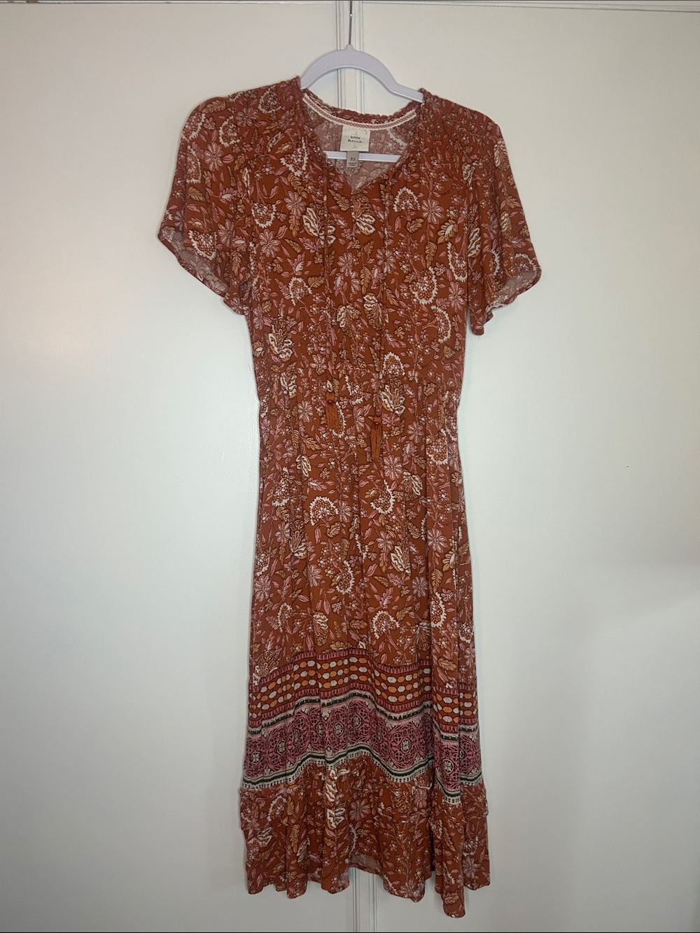 Knox Rose Rust Floral Boho Maxi Dress - Picture 2 of 8